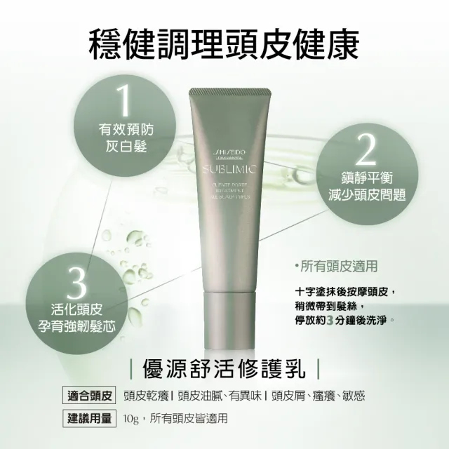【資生堂專業美髮】優源舒活頭皮洗護保濕精華組(洗髮露250ml+修護乳+保濕精華)