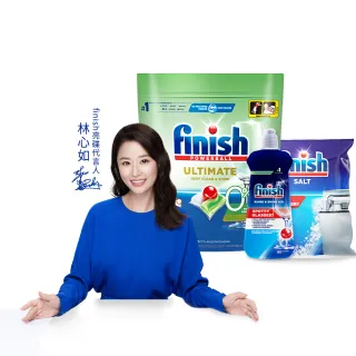 【finish 亮碟】洗碗機零添加洗碗凝珠100顆+光潔潤乾劑400ml+軟化鹽1kg(3入組)