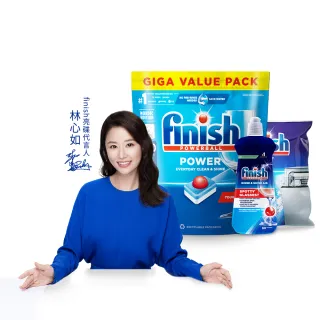 【finish 亮碟】洗碗機專用全效合一洗碗塊100顆+光潔潤乾劑400ml+軟化鹽1kg(3入組)