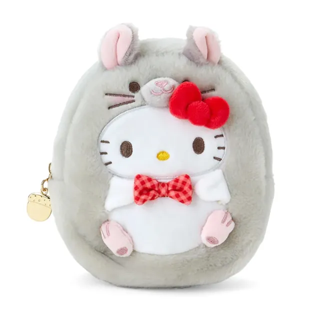 【SANRIO 三麗鷗】森林動物系列 絨毛造型化妝包 Hello Kitty