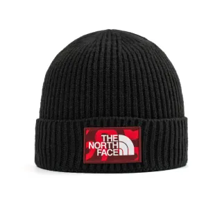 【The North Face 官方旗艦】北面兒童黑色蛇紋LOGO布標保暖針織毛帽｜7WGCGF6
