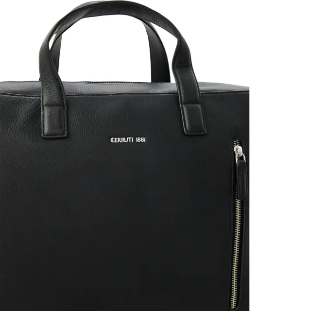 【Cerruti 1881】直播限定 限量2折 義大利原裝進口 頂級小牛皮公事包 全新專櫃展示品(黑色 CECA06580M)