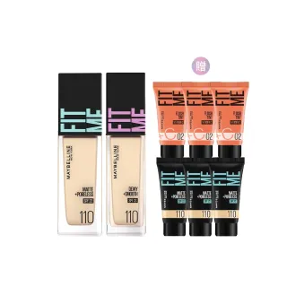 【MAYBELLINE 媚比琳】FIT ME 反孔特霧/水光粉底液全新升級PRO版30ml 2入組