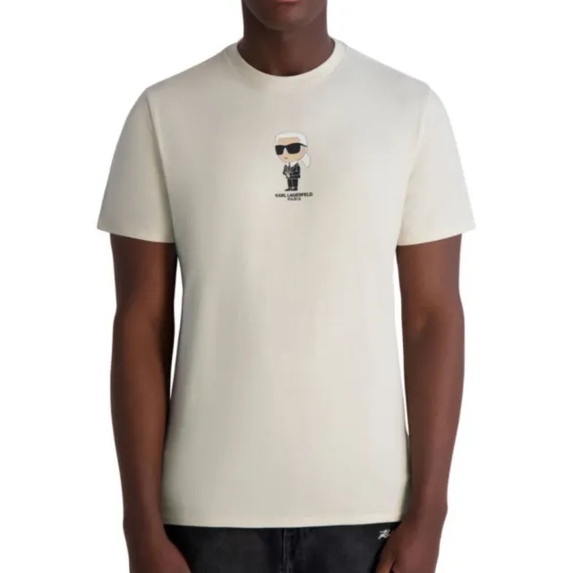 【KARL LAGERFELD 卡爾】IKONIK LOGO短袖男TEE 白(原廠公司貨)