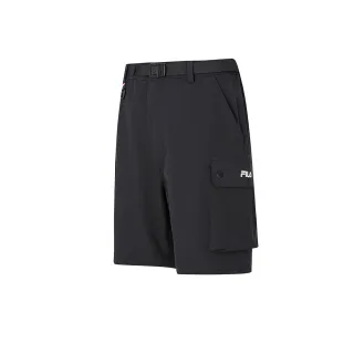 【FILA官方直營】男款 #復古飛馳 中性款運動短褲 運動褲 休閒褲-黑(1SHZ-5414-BK_253)