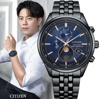 【CITIZEN 星辰】韋禮安廣告款 光動能電波萬年曆月相男錶 手錶 母親節 禮物 送禮(BY1035-56L)