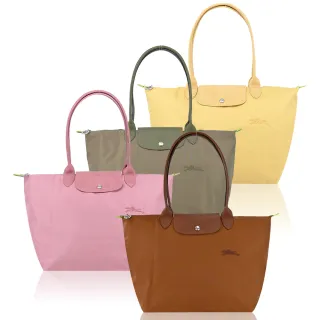 【LONGCHAMP】LE PLIAGE GREEN系列刺繡長把再生尼龍摺疊水餃包(大/多色選)