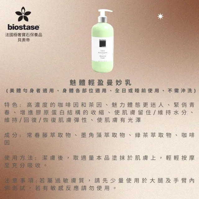 【biostase 貝奧帝】魅體輕盈曼妙乳250ml(咖啡因;免沖洗;窈窕;美體勻身;緊實)