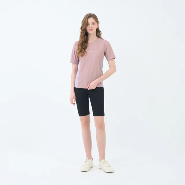 【GIORDANO 佐丹奴】女裝高彈力涼感拼接短袖上衣(79 玫瑰紅)