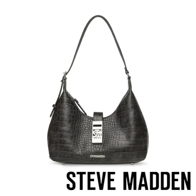 【steve madden】LOGO扣飾圓弧肩背包 BOVIE-A(黑色)