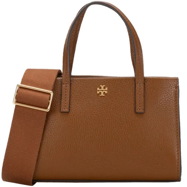 【TORY BURCH】BLAKE咖啡皮革寬版背帶迷你款手提斜背包