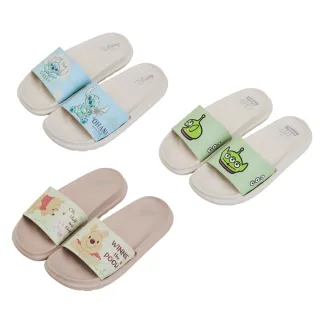 【Disney 迪士尼】迪士尼女鞋 維尼 史迪奇 三眼怪 不對稱印刷造型防水拖鞋(迪士尼正版授權商品)