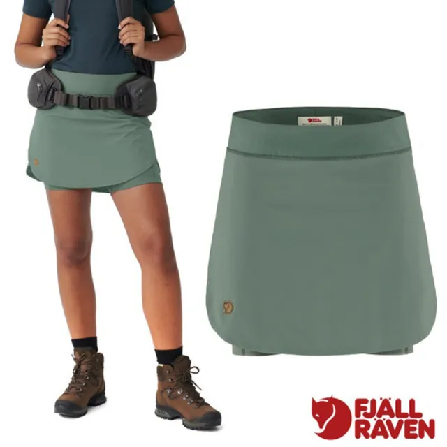 【Fjallraven】小狐狸 女 Abisko Midsummer Skort 彈性輕量透氣休閒褲裙.短裙(84780-614 綠繡)