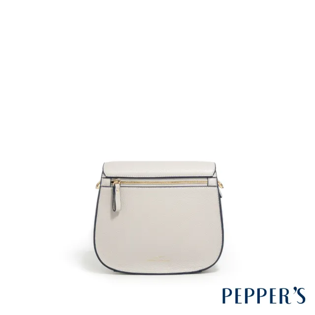 【PEPPER’S】交換禮物 SWITCH牛皮轉鎖馬鞍包 - 月光灰/玫瑰粉(真皮包包 百貨專櫃 馬鞍包 女包 斜背包)