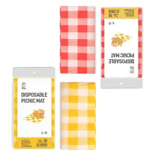 【Homeco】一次性野餐墊黃紅格子 戶外燒烤野餐墊 大排檔臺布餐廳飯店桌布 交換禮物