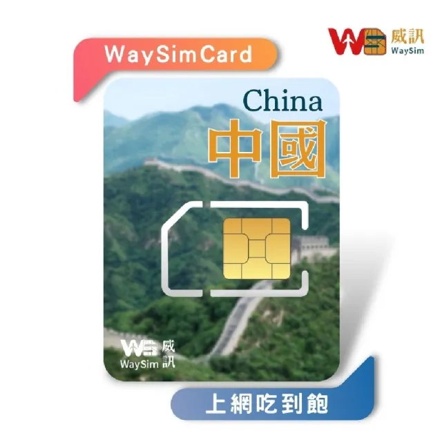 【威訊WaySim】中國 4G高速 吃到飽網卡 30天(旅遊網卡 出國網卡 吃到飽網卡 高速上網卡)