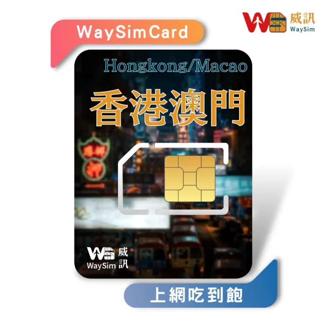 【威訊WaySim】香港/澳門 4G高速 吃到飽網卡 5天(旅遊網卡 出國網卡 吃到飽網卡 高速上網卡)