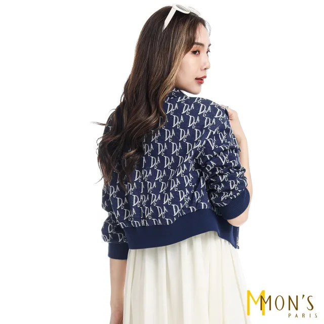 【MON’S】精品字母緹花棒球外套