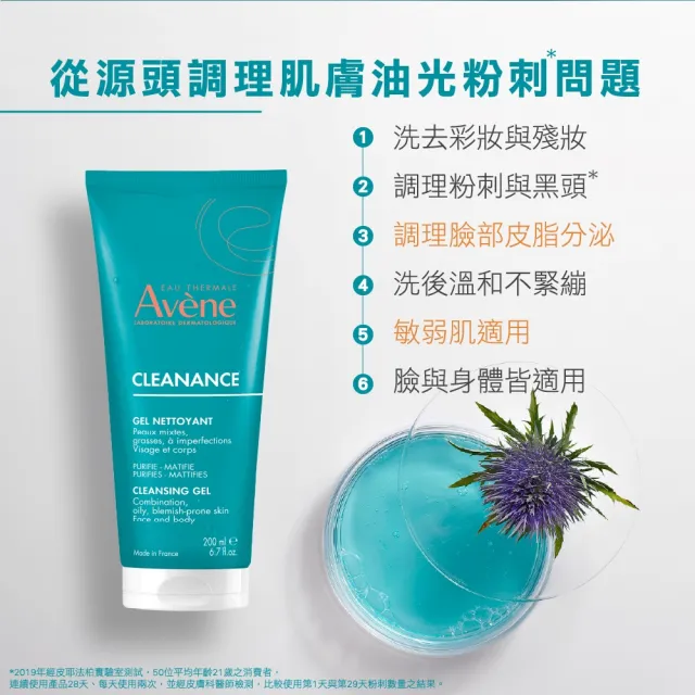 【Avene 雅漾】官方直營 控油舒緩潔膚凝膠200ml(抗痘洗面乳/沐浴乳)