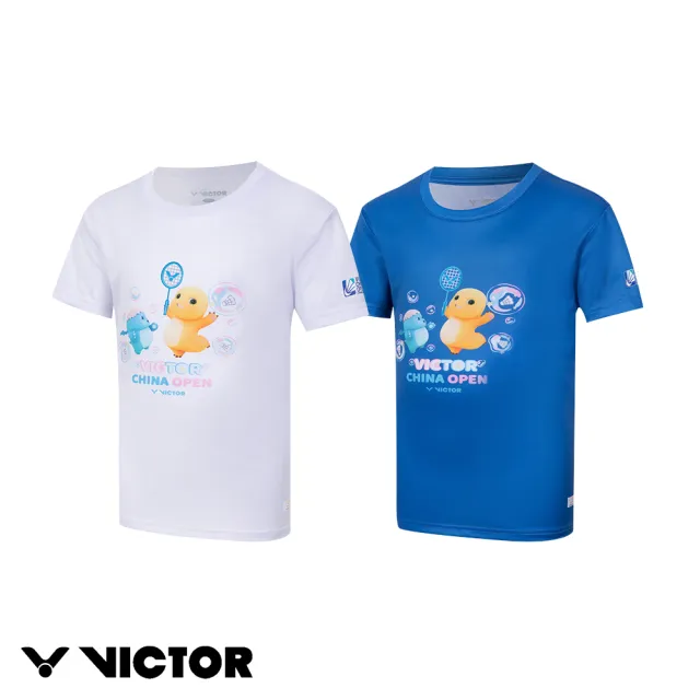 【VICTOR 勝利體育】2025 VICTOR 中國羽毛球公開賽 X 奶龍聯名針織童T恤(T-CO2507JRNL A/F 白/賽艇藍)