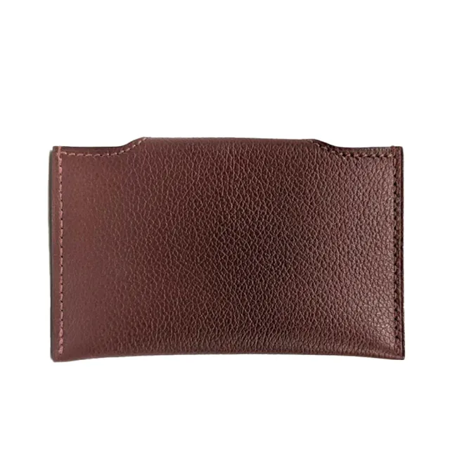 【Hermes 愛馬仕】H084986CK 經典Iliade系列素色卡片夾/零錢包(紅褐色)