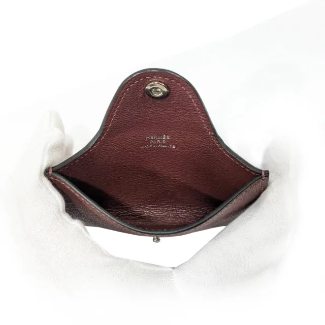 【Hermes 愛馬仕】H084986CK 經典Iliade系列素色卡片夾/零錢包(紅褐色)