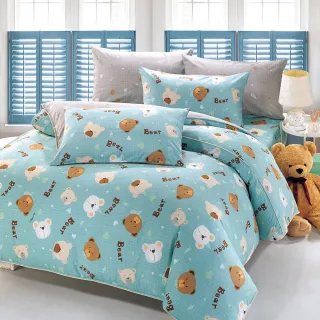 【HongYew 鴻宇】100%美國棉 防蹣抗菌 床包枕套組-多款任選(雙人)