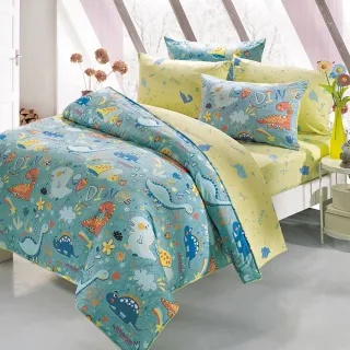 【HongYew 鴻宇】100%美國棉 防蹣抗菌 薄被套床包組-多款任選(單人)