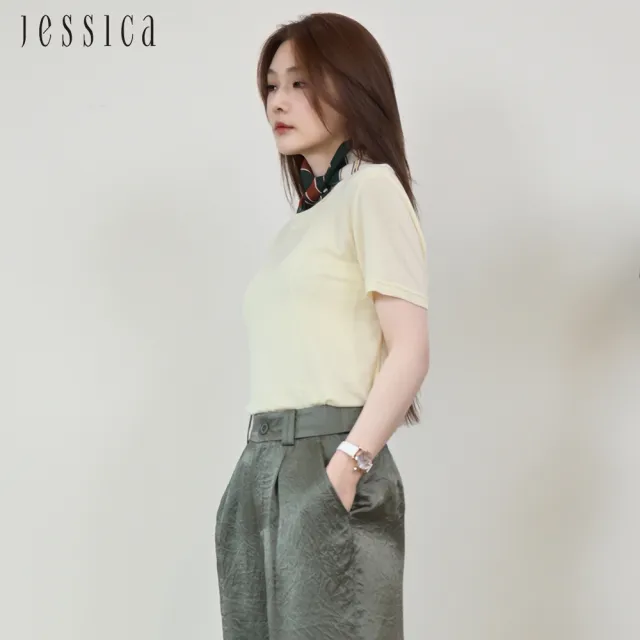 【JESSICA】經典舒適柔軟百搭圓領短袖T恤J53605（黃）