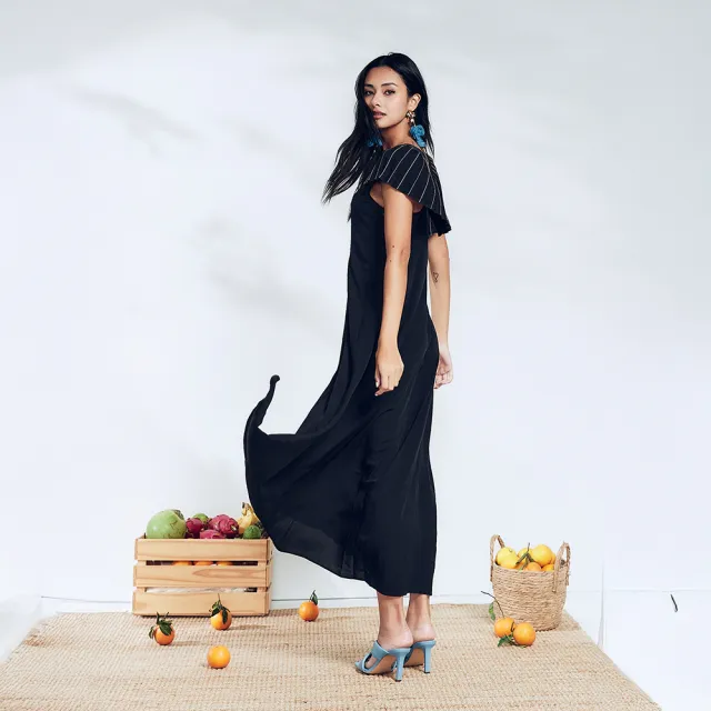 【ICHE 衣哲】Cop.Copine 法國原裝進口輕禮服蝴蝶造型袖長版洋裝