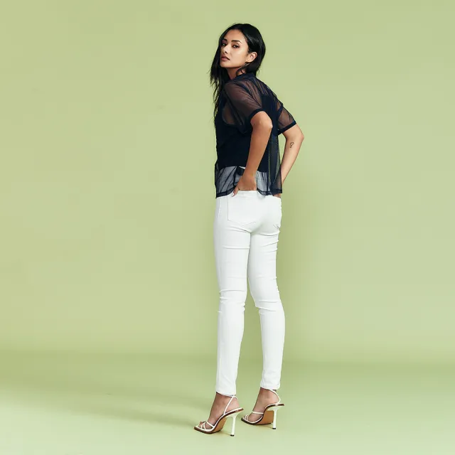 【ICHE 衣哲】Cop.Copine 法國原裝進口輕禮服透膚拼接短袖上衣