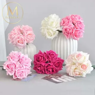 【Floral M】手感保濕安娜玫瑰仿真花材（5入組）(人造花/塑膠花/假花/裝飾花)