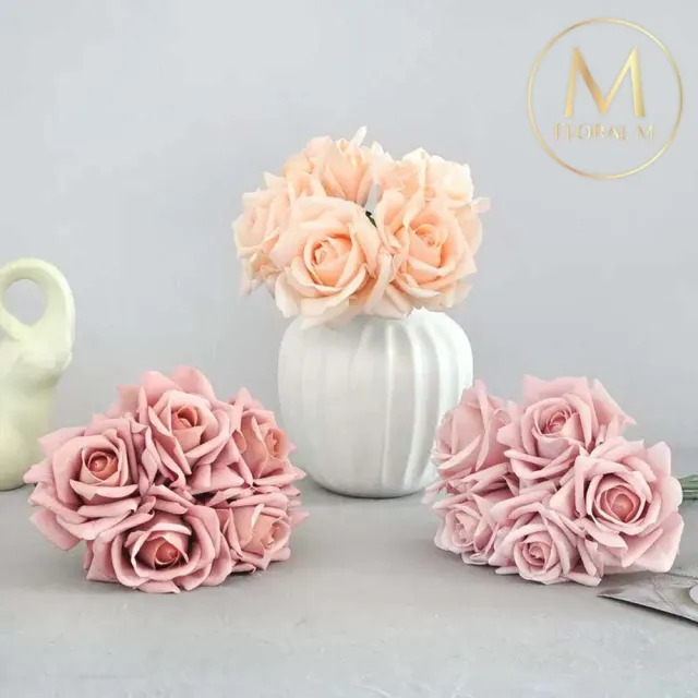【Floral M】手感保濕安娜玫瑰仿真花材（5入組）(人造花/塑膠花/假花/裝飾花)