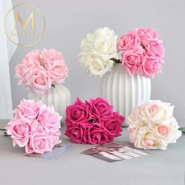 【Floral M】手感保濕安娜玫瑰仿真花材(5入組)(人造花/塑膠花/假花/裝飾花)