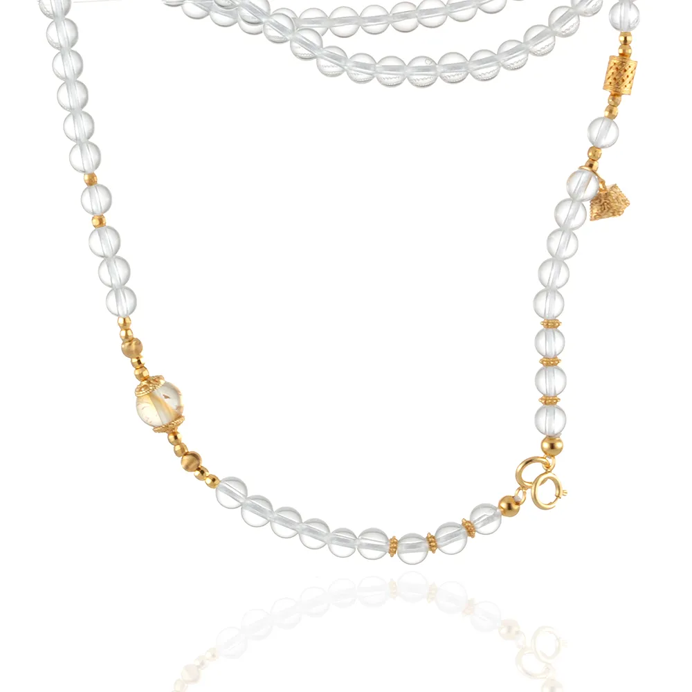 【Woogie武吉珠寶】高冰淨透白水晶項鍊(黃塔4mm)