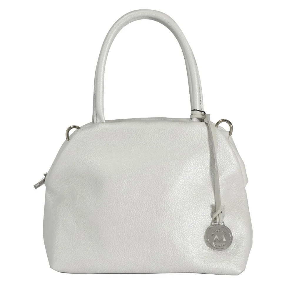 【Marco Masi Milano】義大利手工真皮 小牛皮義式優雅手提 / 側背兩用包(優雅白色)