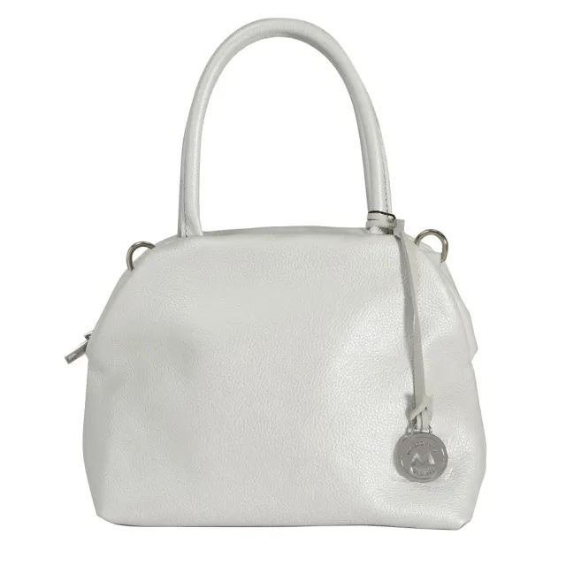 【Marco Masi Milano】義大利手工真皮 小牛皮義式優雅手提 / 側背兩用包(優雅白色)