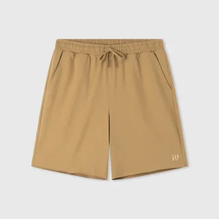 【GAP】男裝 Logo純棉印花抽繩鬆緊短褲-棕色(608922)