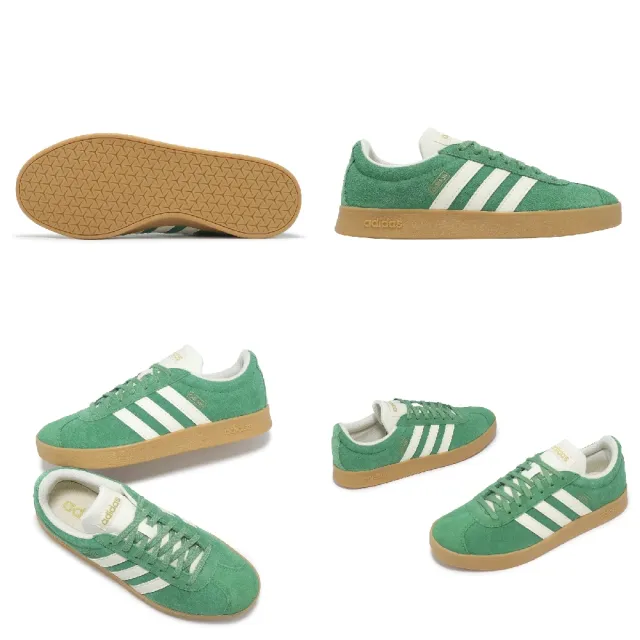 【adidas 愛迪達】休閒鞋 VL Court 2.0 男鞋 女鞋 綠 米白 復古 麂皮 膠底 愛迪達(JH5077)