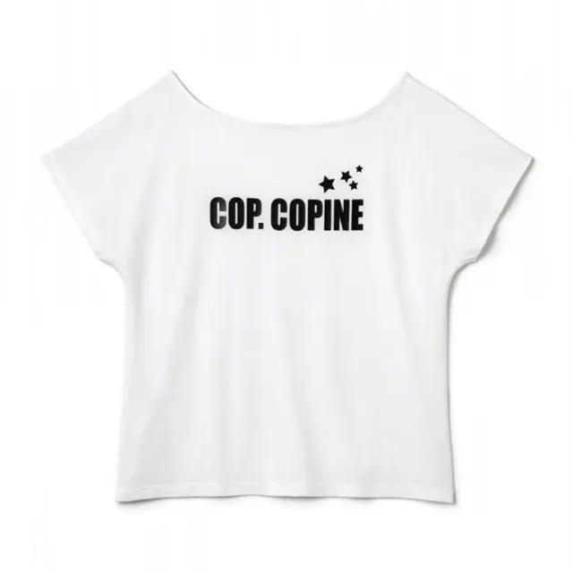【ICHE 衣哲】Cop.Copine 法國原裝進口字母品牌LOGO字樣印花寬領造型上衣