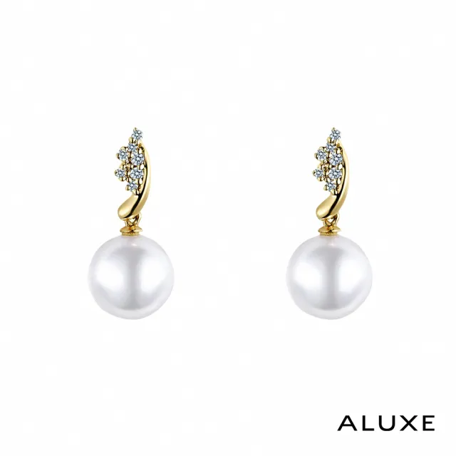 【ALUXE 亞立詩】18K金 天然淡水珍珠 7-7.5mm 珍珠鑽石耳環 純愛之珠 EE0038