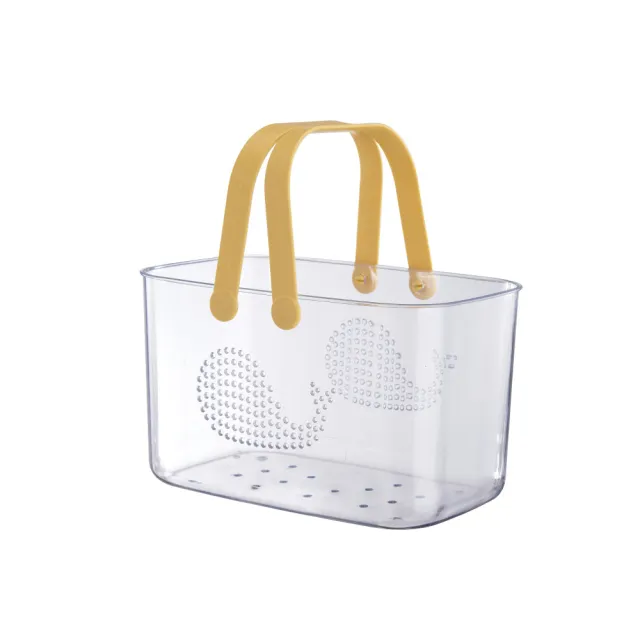 【樂居家】透明手提盥洗收納籃(瀝水籃 沐浴籃 旅行外出游泳露營 水果籃 澡堂籃)