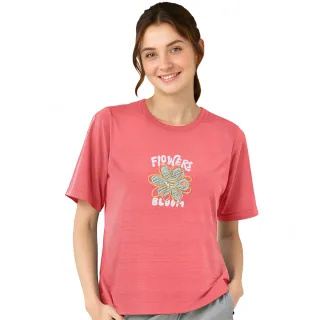 【Jack wolfskin 飛狼】《網路限定款》女 立體童趣小花 涼感圓領短袖排汗衣 T恤(珊瑚紅)