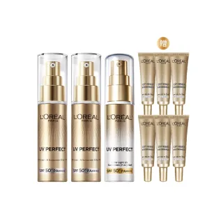 【LOREAL Paris 巴黎萊雅】多效防護輕裸美肌乳30ml  3入組_美肌小金管/控油小銀管(防曬/妝前乳)