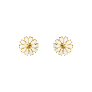 【Georg Jensen 官方旗艦店】DAISY 耳釘 - 線上獨賣款(18K黃金電鍍純銀 白瓷琺瑯)