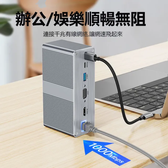 【ANTIAN】13合1 多功能桌面立式HUB轉接器 USB集線器 Mac筆電HDMI轉換器 千兆網絡轉接頭