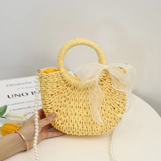【米蘭精品】現貨+預購 女草編包手提包渡假單肩側背包大容量藤編織包包(糖果色小包3色t1ly48)