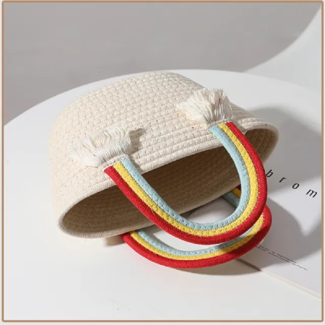 【米蘭精品】現貨+預購 女草編包手提包渡假單肩側背包大容量藤編織包包(彩虹手提t1ly70)