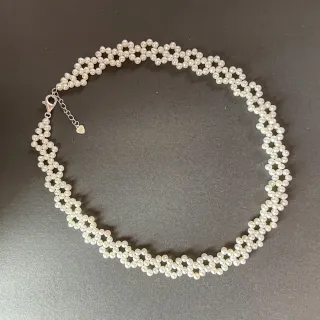 【Elegant 珍愛宣言】浪漫蕾絲風天然珍珠編織頸鍊(蕾絲頸鏈 珍珠項鍊 珍珠頸鍊 編織頸鍊 氣質項 