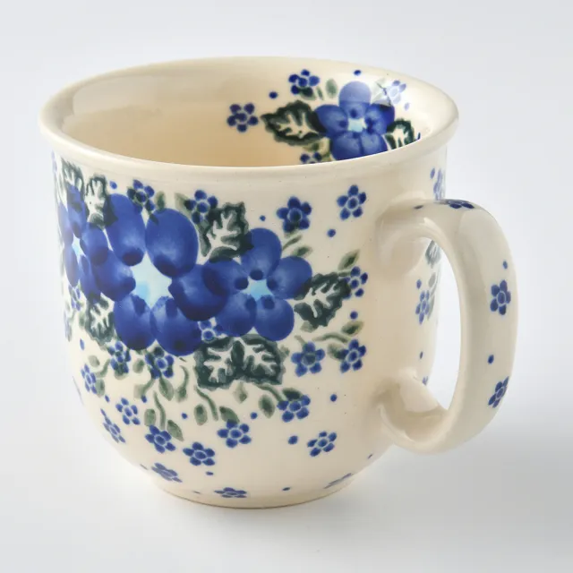 【美學生活 波蘭陶】波蘭陶 Vena  咖啡杯盤組 馬克杯 點心盤 250ml 波蘭手工製(青花涼夏系列)